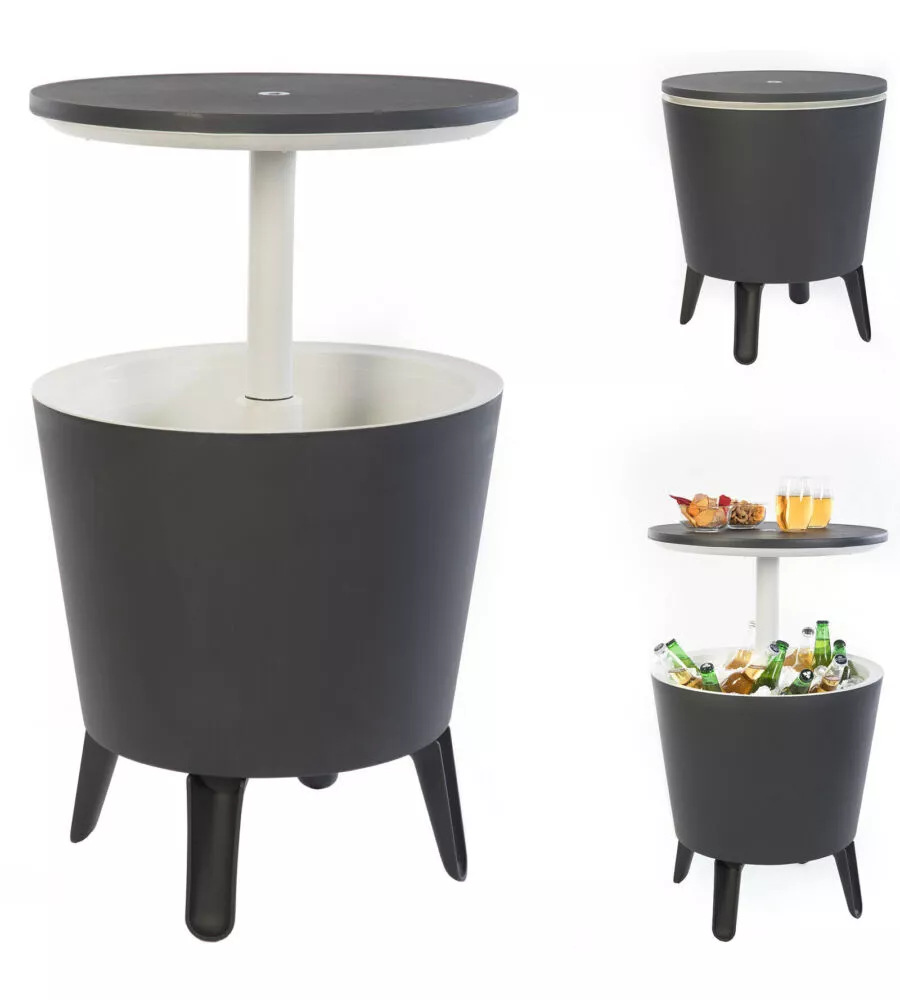 TAVOLINO PORTAGHIACCIO PORTATILE KETER "COOL BAR" GRAFITE, 49,5X49,5X84,5 CM